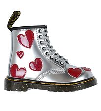 Dr. Martens Boots - 1460 T - Silver Metallic+ Bright Red/Patent