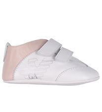 Emporio Armani Leren Slippers - Wit/Roze