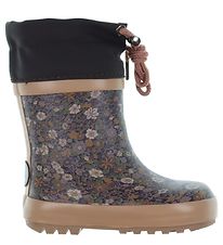Bottes en Caoutchouc avec Doublure Wheat - Aubergine Flower