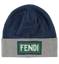 Fendi Kids Hat - Cotton/Wool - Navy/Grey