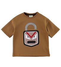 Fendi Kids T-Shirt - 3/4 - Braun m. Sperren