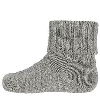 GoBabyGo rutschfeste Socken - Wolle - Graumeliert meliert