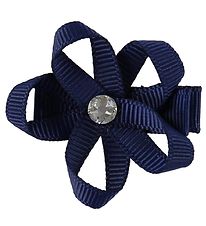 Little Wonders Flower Hair Clip - Ingrid - Grosgrain - Navy