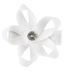 Little Wonders Flower Hair Clip - Ingrid - Grosgrain - White