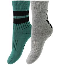 Molo Socks - 2-Pack - Norman - Grey Melange/Green