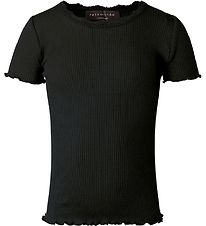 Rosemunde Stuttermabolur - Rib - Svart
