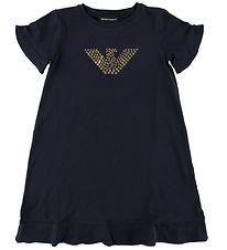 Emporio Armani Kjóll - Dökkblátt M. Gull/Lógó