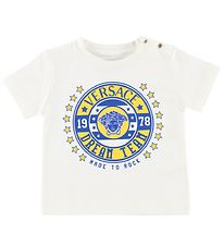 Young Versace T-paita - Valkoinen, Sininen/Keltainen