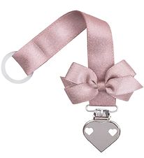 Little Wonders Pacifier Clip - Dusty Pink Glitter w. Bow/Heart