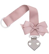 Little Wonders Pacifier Clip - Dusty Pink w. Bow/Heart