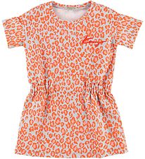 Kenzo Kleid - Sweat - Graumeliert m. Orangefarbener Leopard