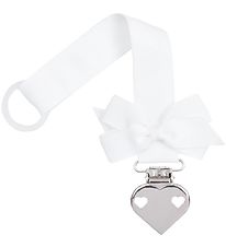 Little Wonders Dummy Clip - White w. Bow/Heart