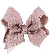 Little Wonders Hair Clip Bow - 9 cm - Dusty Rose w. Lace