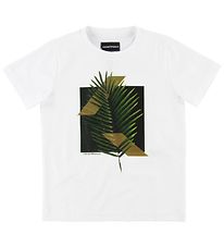 Emporio Armani T-Shirt - Blanc av. Feuille de palmier