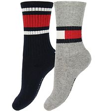 Tommy Hilfiger Sokkabuxur - 2 Pakki - Fáni - Dökkblátt/Grá