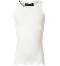 Rosemunde Top - Longue - Soie/Coton - Blanc av. Dentelle