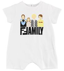Fendi Kids Sommerstrampler - Weiß m. Fendi Family