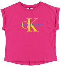 Calvin Klein Stuttermabolur - Bleikt M. Lógó
