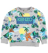 Kenzo Sweatshirt - Finley - Grijs Gevlekt m. Tijgers