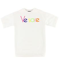Young Versace Jurk - Zweet - Wit m. Multicolour Logo