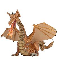 Papo Golden Dragon w. Flame - H: 10 cm