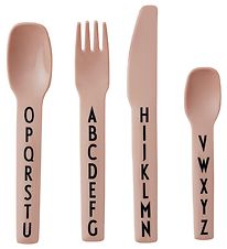 Design Letters Bestek - Melamine - 4 st. - Roze m. Alfabet