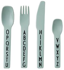 Design Letters Melamine Cutlery - 4 pcs - Green w. Alphabet