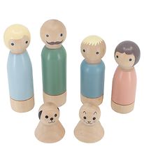 Sebra Puppen fr Puppenhaus - 11 cm - Familie m. Haustiere