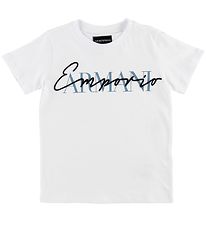 Emporio Armani T-Shirt - Wit m. Tekst/Borduurwerk