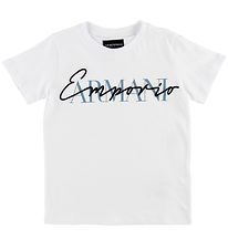 Emporio Armani Stuttermabolur - Hvítur M. Texti/Útsaumur
