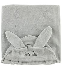 Pippi Baby Hooded Towel - 70x120 - Grey w. Rabbit