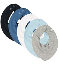 Pippi Baby Teething Bib - Pointy - 5-Pack - Grey Melange/Blue/Wh