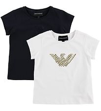 Emporio Armani Stuttermabolur - Stuttermabolur - Dökkblátt/Hvítu