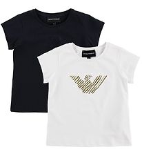 Emporio Armani T-Shirt - T-Shirt - Navy/Wei m. Print