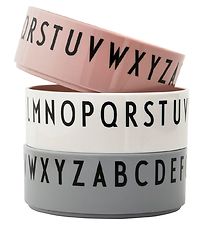Design Letters Bowl - 3-Pack - Pink/White/Grey w. Letters
