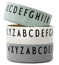 Design Letters Bowl - 3-Pack - Green/White/Grey w. Letters