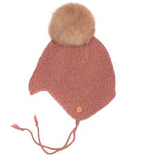 Huttelihut Baby Hat w. Fur Pom-Pom - Melange