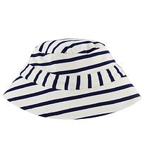 Minymo Bucket Hat - Bambu - Vit/Marinblårandig