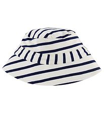 Minymo Bucket Hat - Bambu - Vit/Marinblrandig