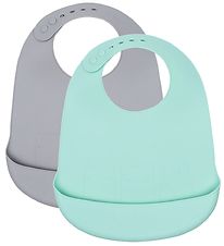 We Might Be Tiny Bib - 2-Pack - Silicone - Mint/Grey