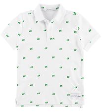 Calvin Klein Polo - Hvítur M. Grænt/CK