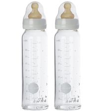 Hevea Babyflesje - 240 ml - 2-pack - Wit/Glas