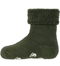 Fuzzies Chaussettes de Bb av. Antidrapant - Vert Militaire