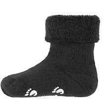Fuzzies Baby Socks w. Anti-Slip - Charcoal grey