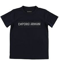 Emporio Armani T-shirt - Marinbl m. Velour/Glitter