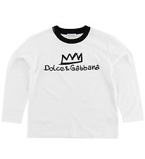 Dolce & Gabbana Blouse - DNA - Wit m. Kroon Print