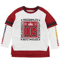 Dolce & Gabbana Pullover - Back To School - Wei/Rot m. Hashtags