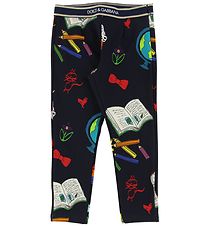 Dolce & Gabbana Leggings - Aftur í skólann - Dökkblátt M. Prenta
