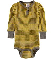 Engel Romper l/s - Wol/Zijde - Saffraan/Walnoot