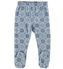 Joha Leggings w. Foot - Wool - Light Blue/Stars